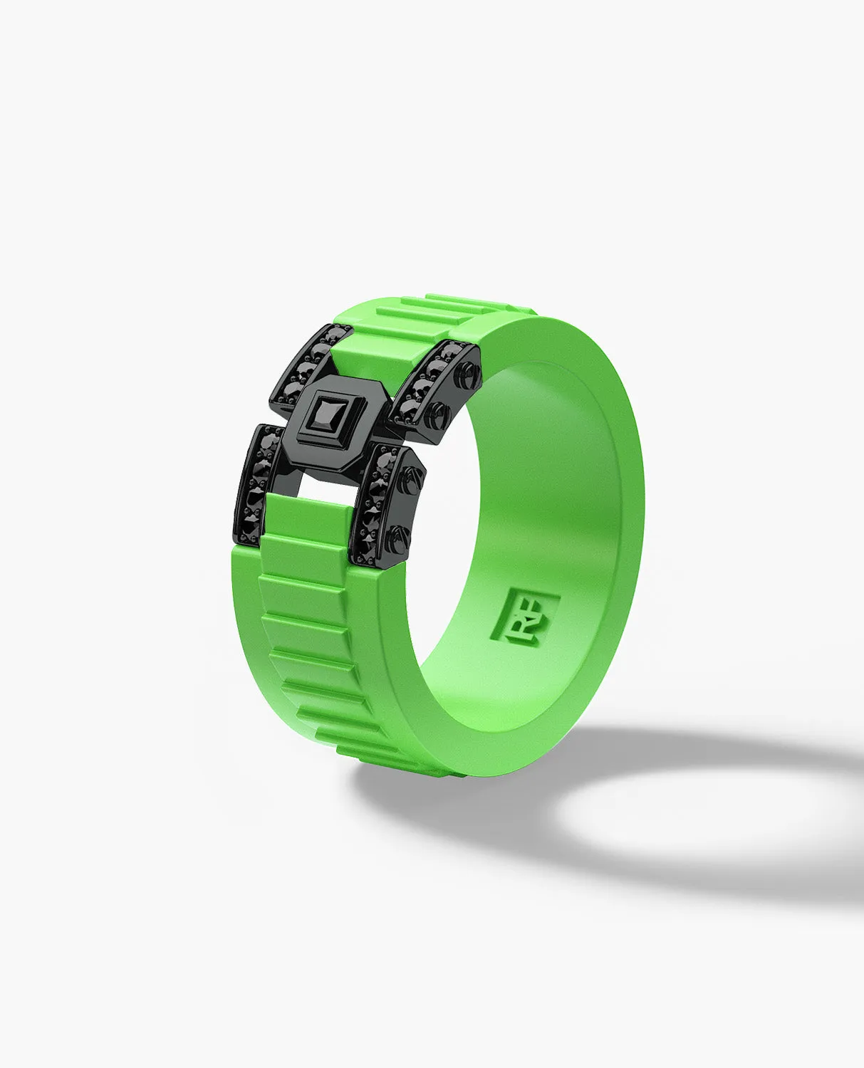 LA PAZ Atomic Silicone & EverBlak Black Gold Ring with 0.20ct Black Diamonds
