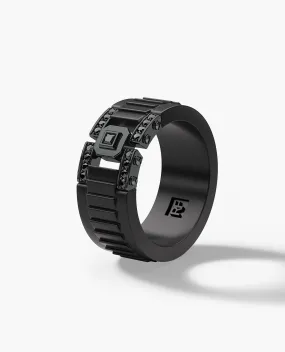 LA PAZ Atomic Silicone & EverBlak Black Gold Ring with 0.20ct Black Diamonds