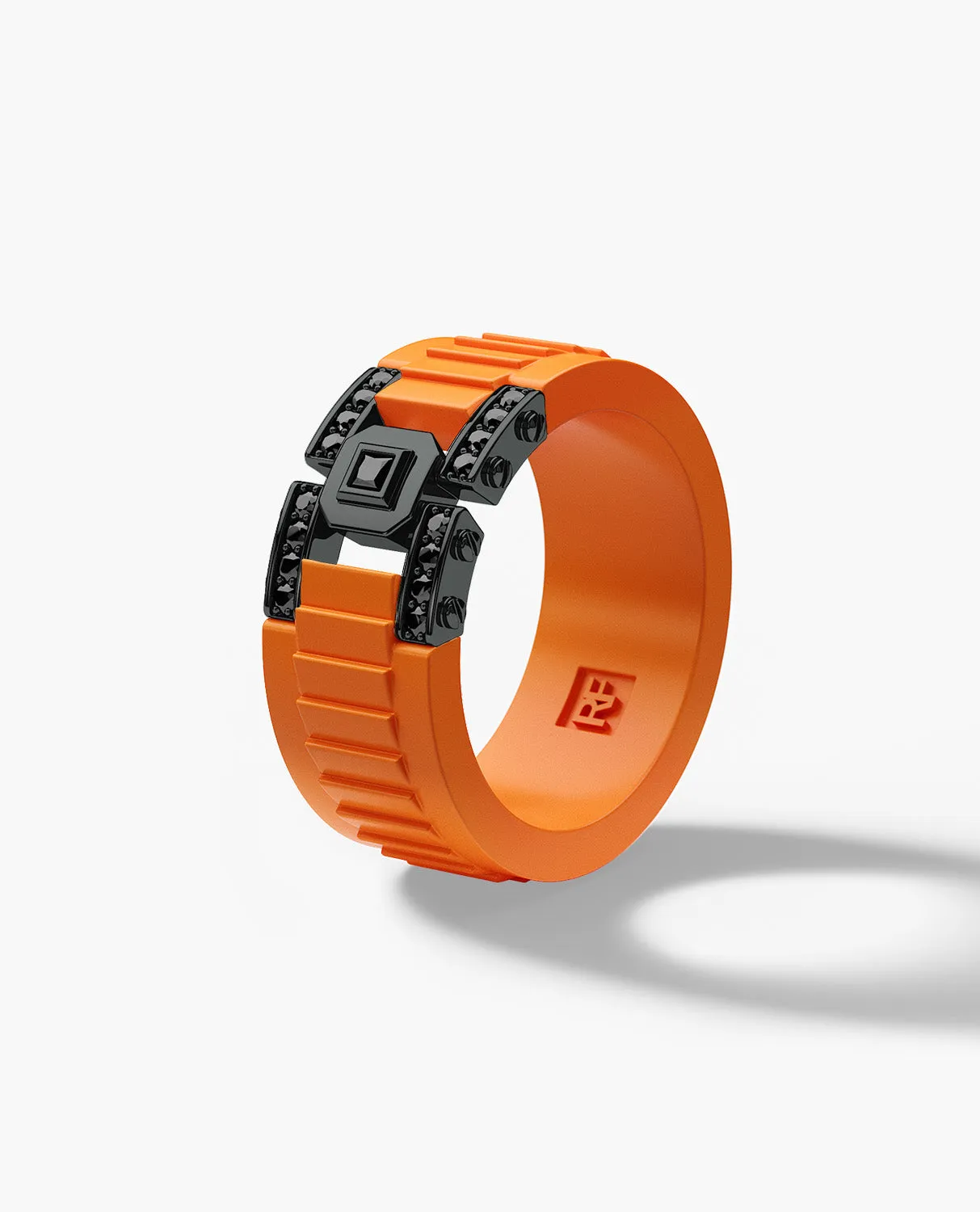 LA PAZ Atomic Silicone & EverBlak Black Gold Ring with 0.20ct Black Diamonds