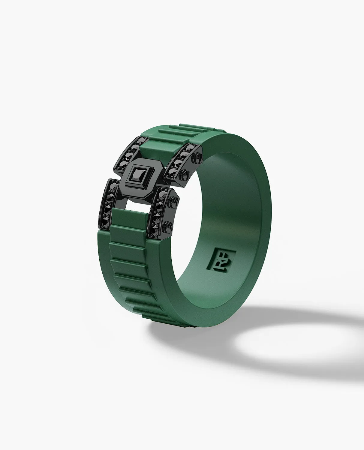 LA PAZ Atomic Silicone & EverBlak Black Gold Ring with 0.20ct Black Diamonds