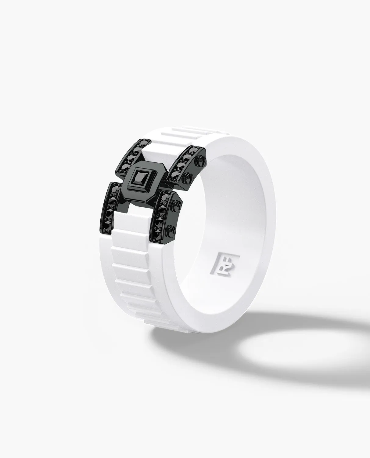 LA PAZ Atomic Silicone & EverBlak Black Gold Ring with 0.20ct Black Diamonds