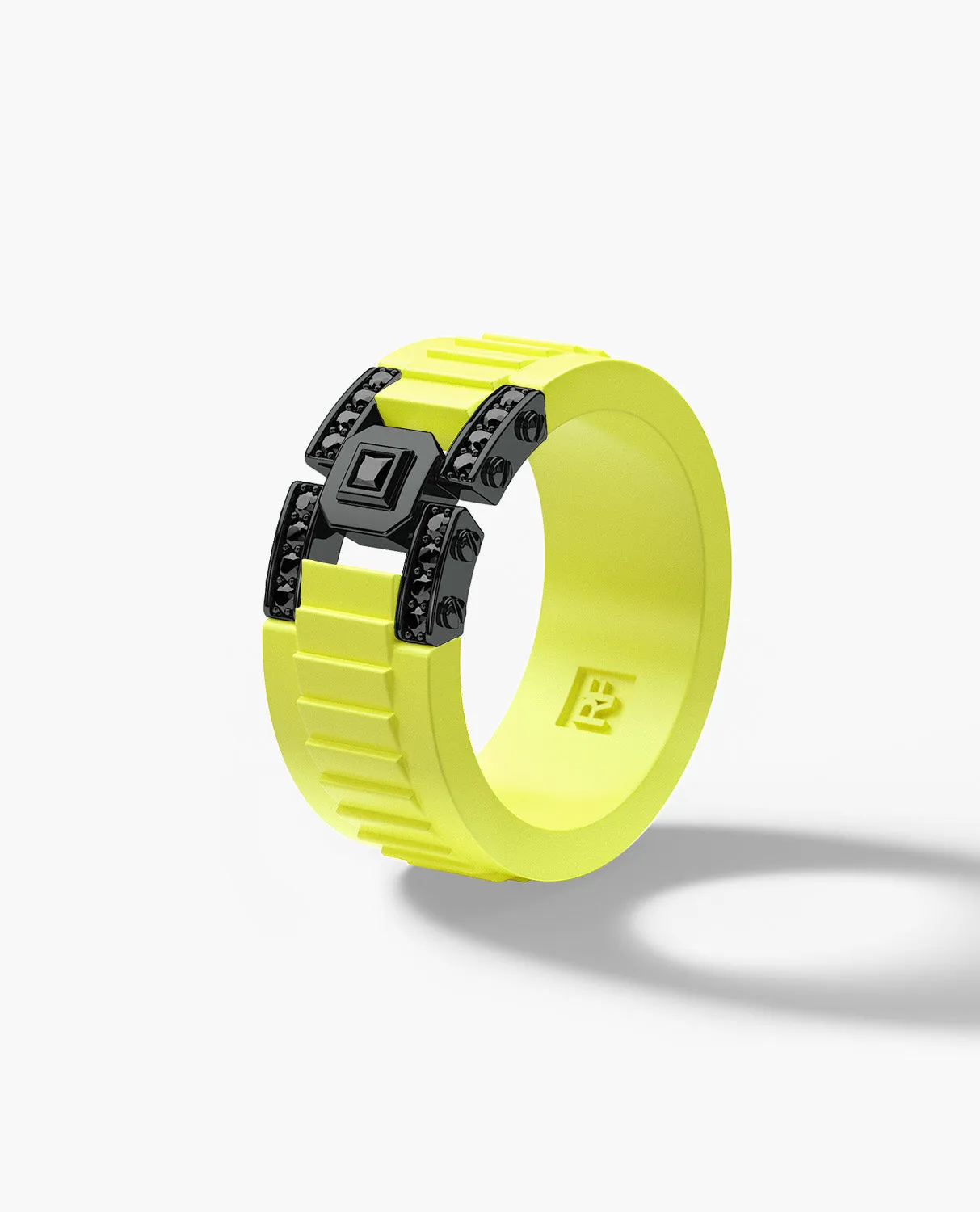 LA PAZ Atomic Silicone & EverBlak Black Gold Ring with 0.20ct Black Diamonds