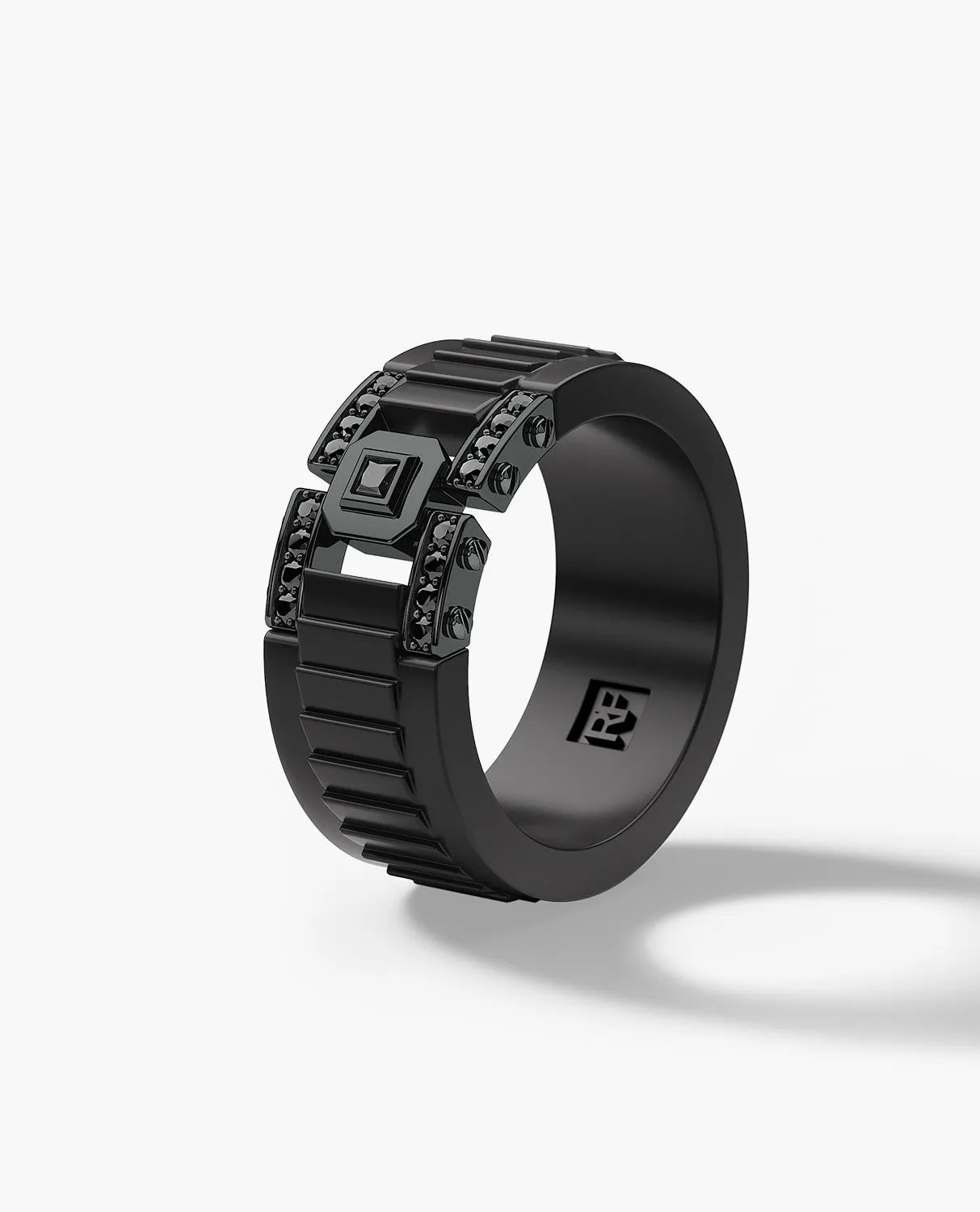 LA PAZ Atomic Silicone & EverBlak Black Gold Ring with 0.20ct Black Diamonds
