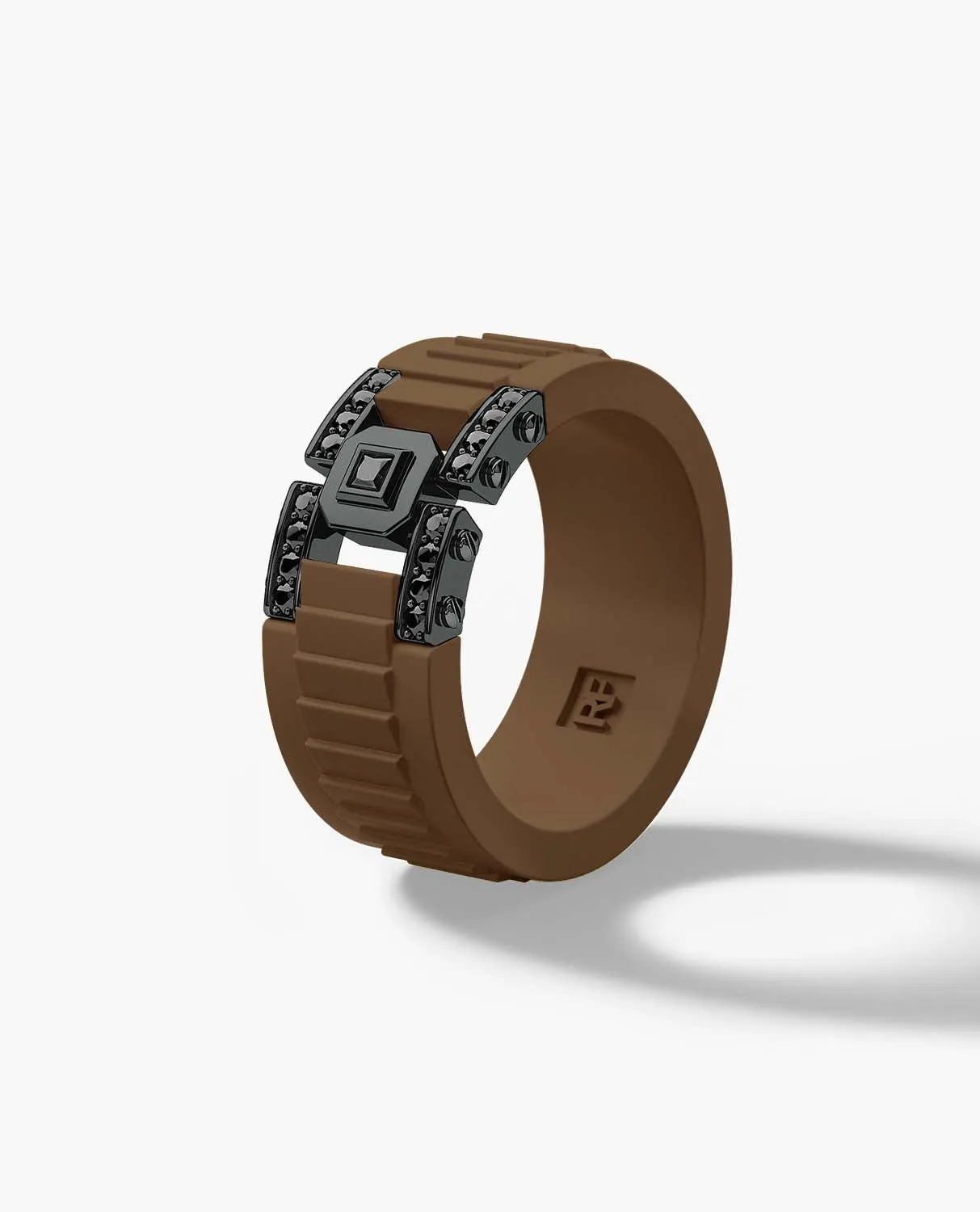 LA PAZ Atomic Silicone & EverBlak Black Gold Ring with 0.20ct Black Diamonds