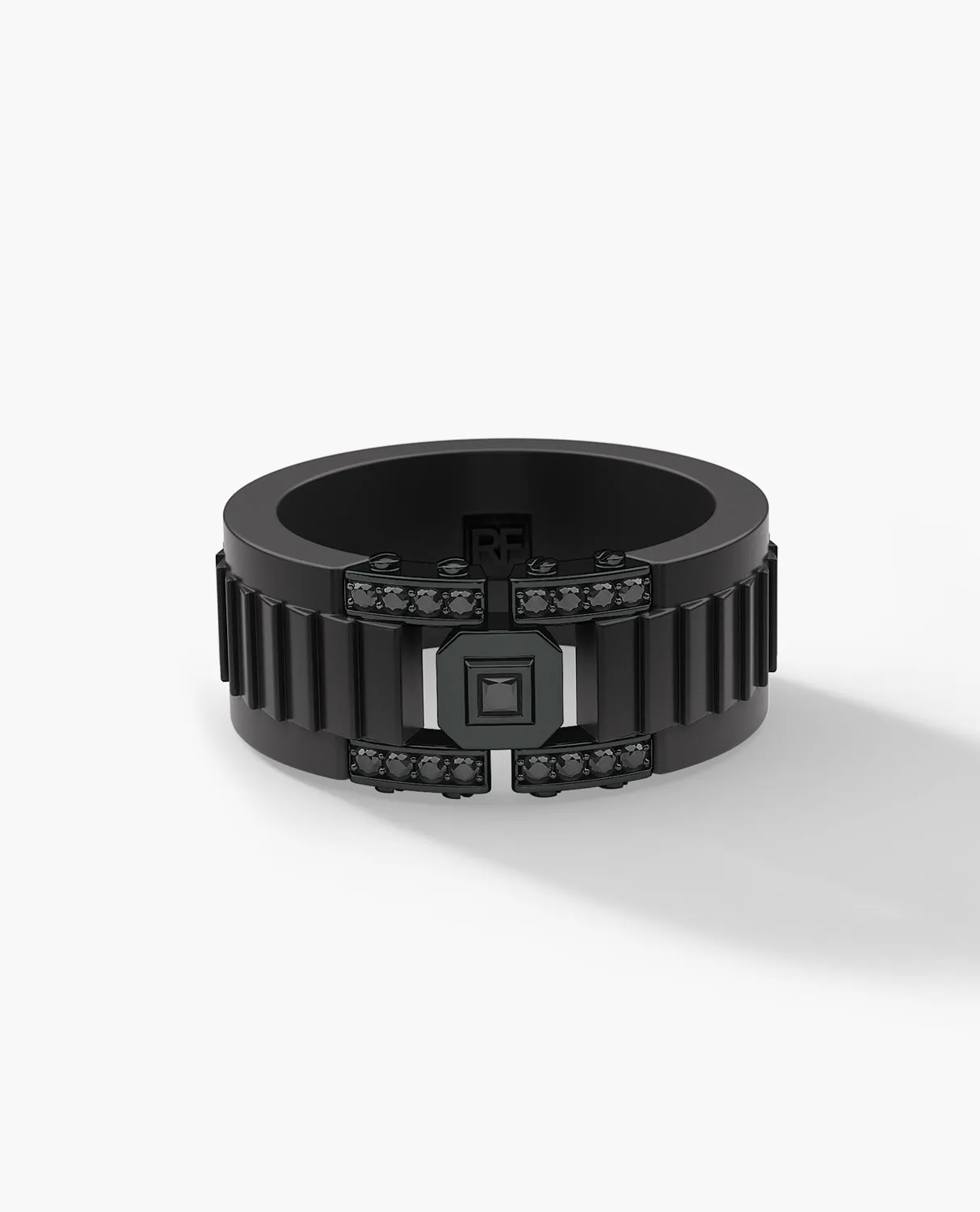 LA PAZ Atomic Silicone & EverBlak Black Gold Ring with 0.20ct Black Diamonds