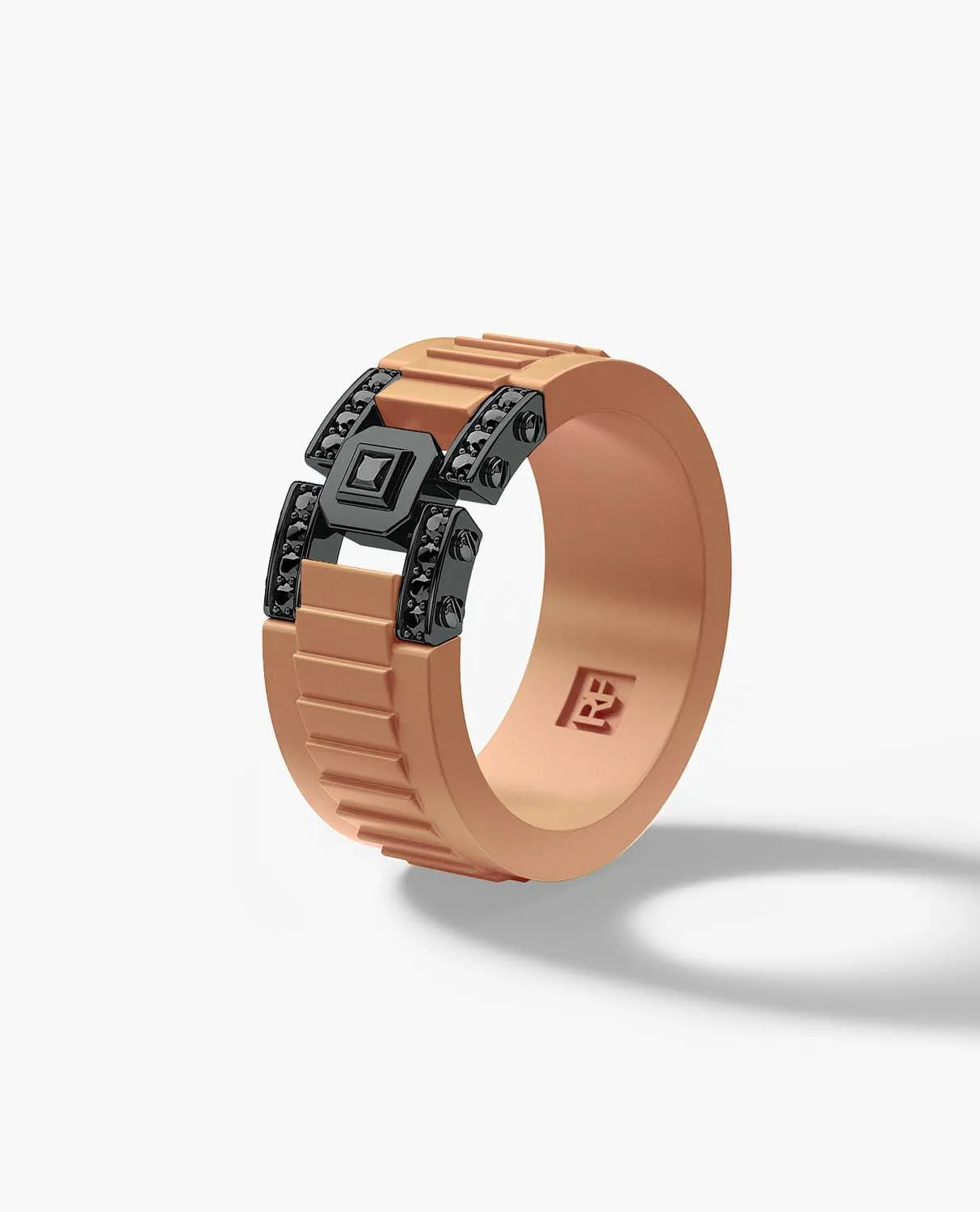 LA PAZ Atomic Silicone & EverBlak Black Gold Ring with 0.20ct Black Diamonds