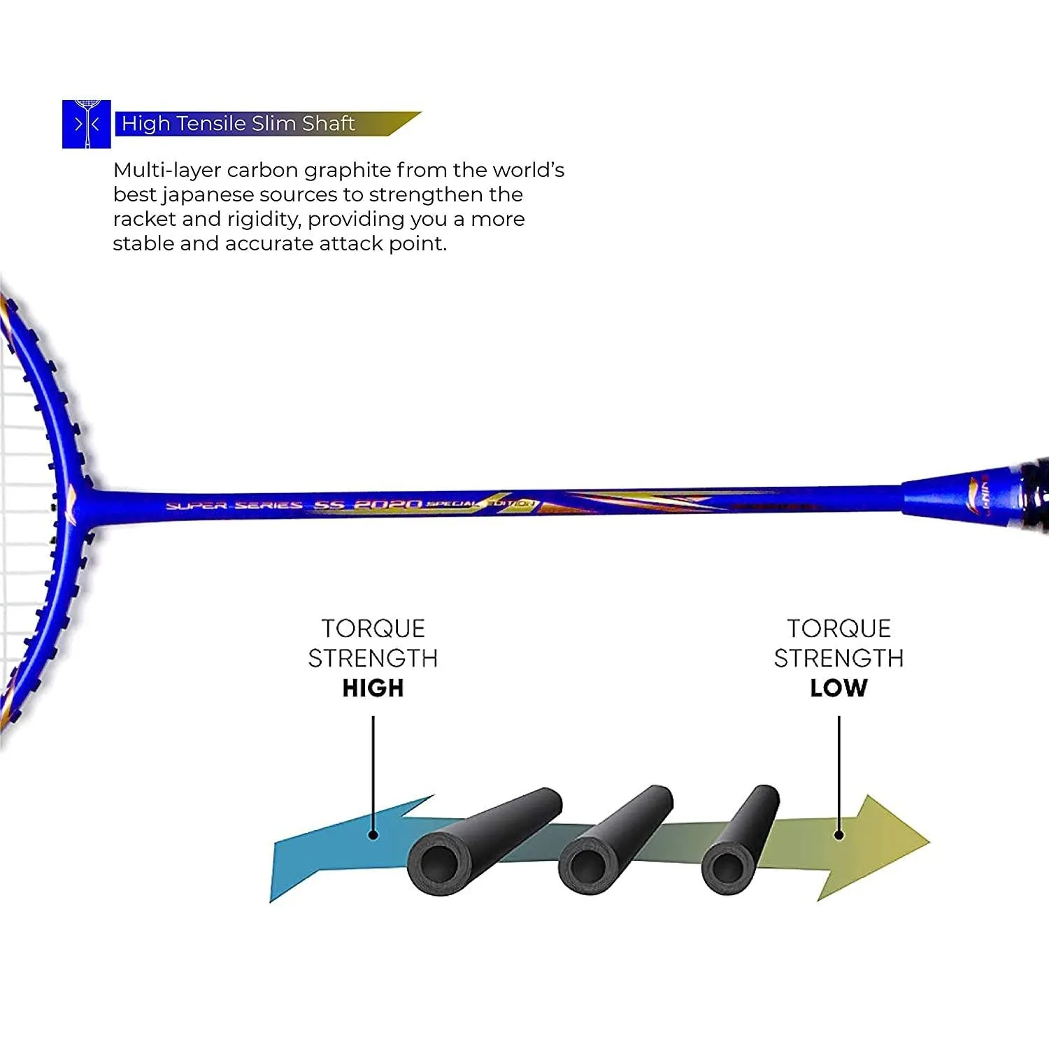 Li-Ning Super Series 2020 - (Strung) Graphite Badminton Racquet - Blue/Gold