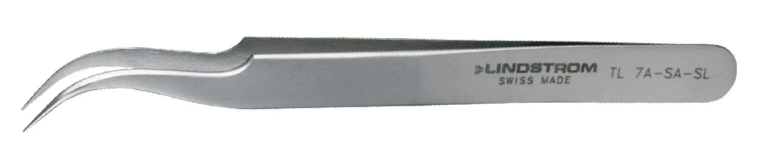 Lindstrom 7A-SA-SL Service Level ESD-Safe Stainless Steel Tweezer with Strong, Curved, Pointed Tips