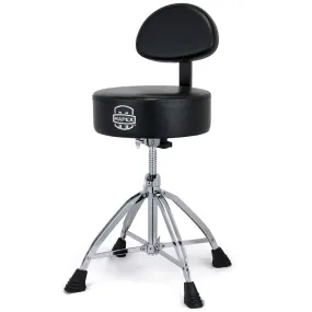 Mapex T870 4-Leg Leather Round Cushion Throne w// Backrest, Double Braced, Black