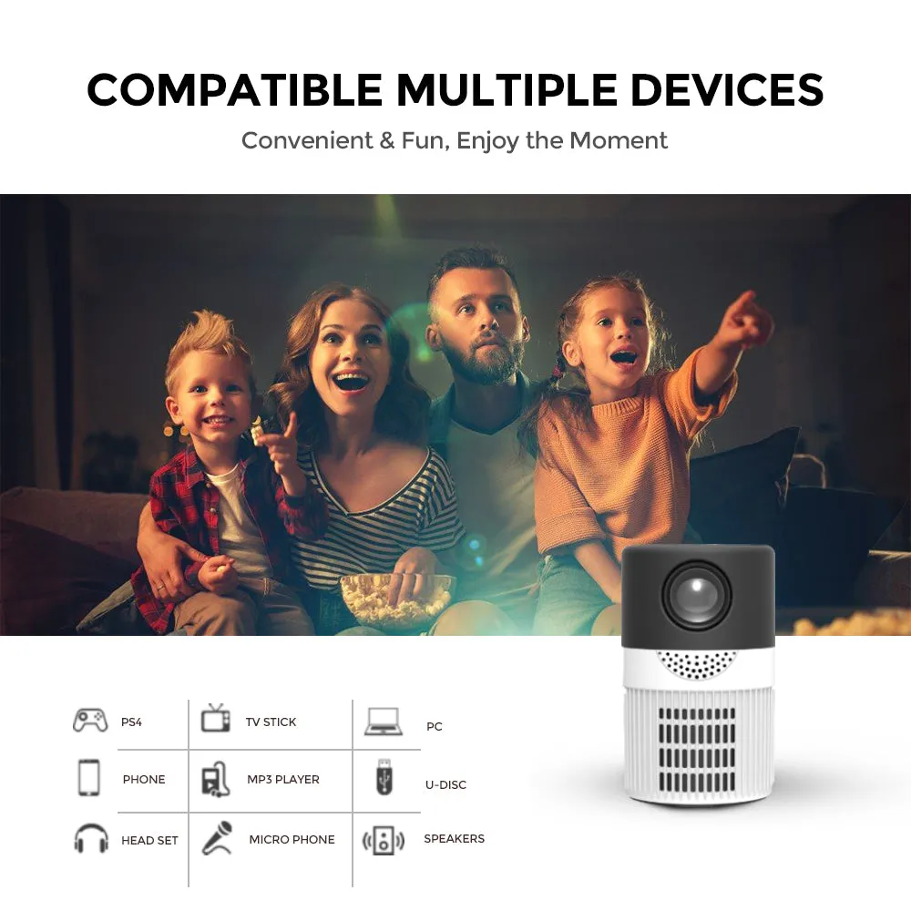 Mini HD Projector LED 600 Lumen Full HD 1080P Resolution Support Home Projector [HDMI USB Micro SD Input]