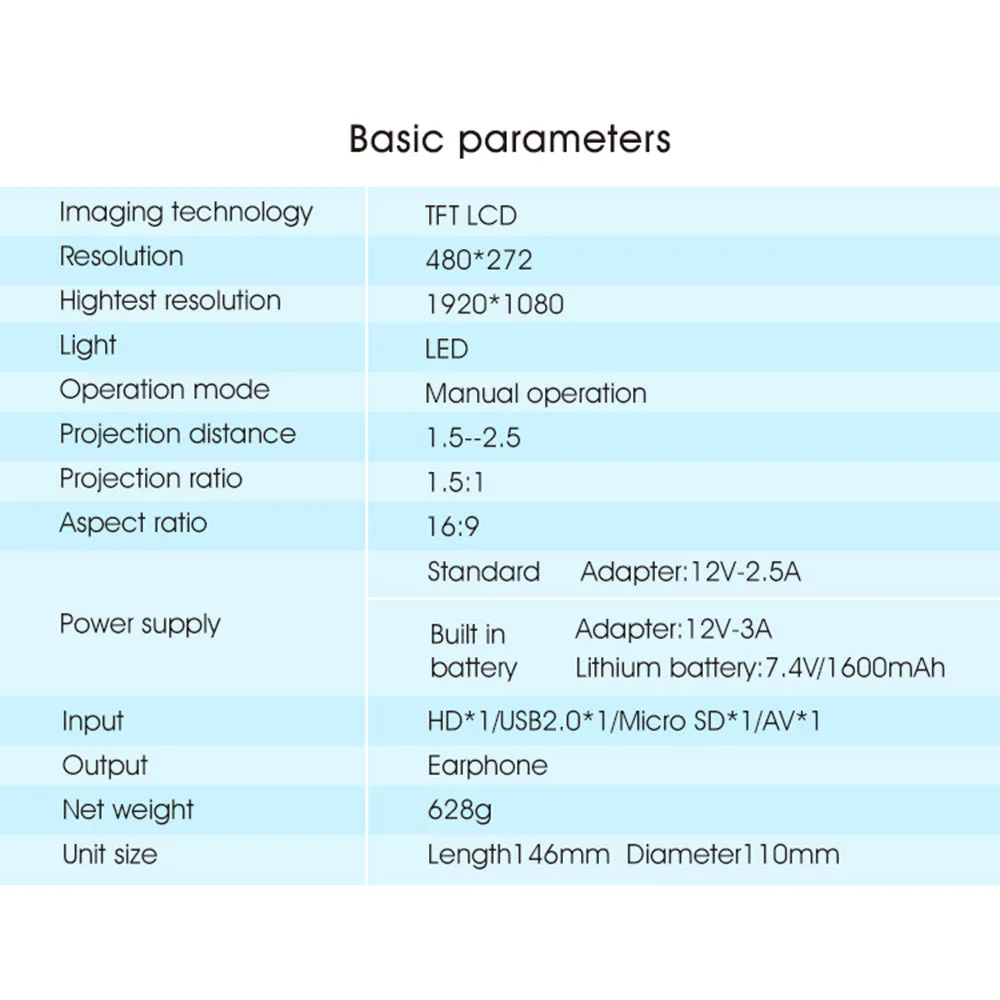 Mini LED Projector |800 Lumens/Screen Size upto 80 inch|Native Res 480x272P| Home Theater Portable Projectors