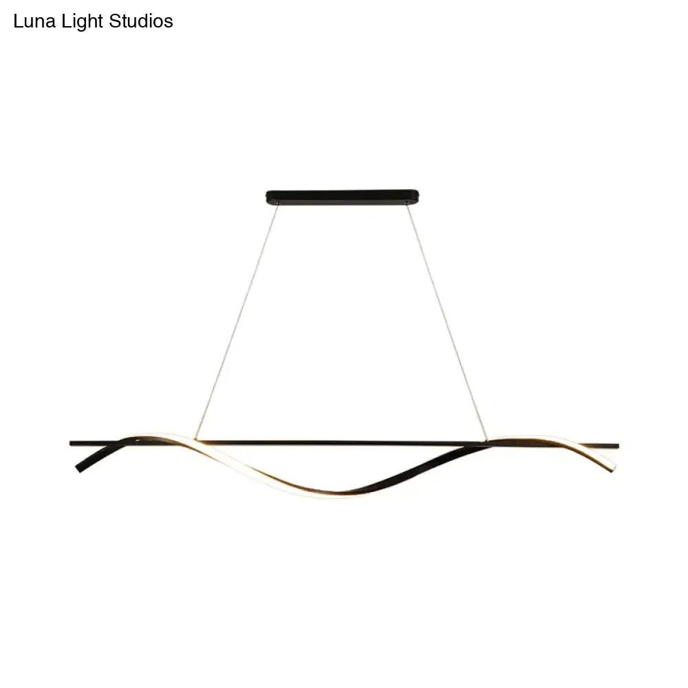 Minimalist LED Hanging Island Light for Dining Room  in Black, Warm/White Light