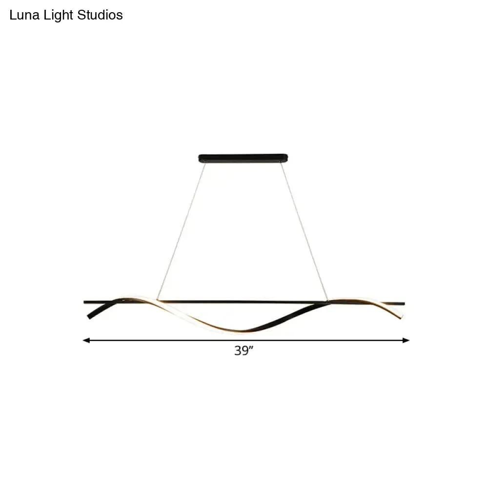 Minimalist LED Hanging Island Light for Dining Room  in Black, Warm/White Light
