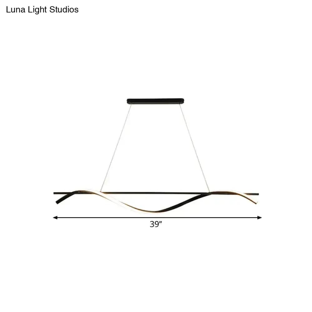 Minimalist LED Hanging Island Light for Dining Room  in Black, Warm/White Light
