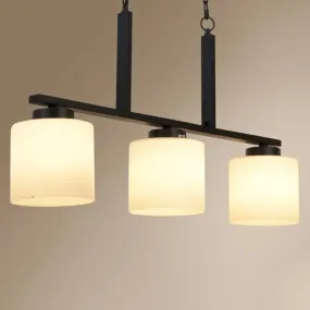 Minimalist Opal Frosted Glass Island Lighting Fixture - 3 Heads Hanging Pendant Light