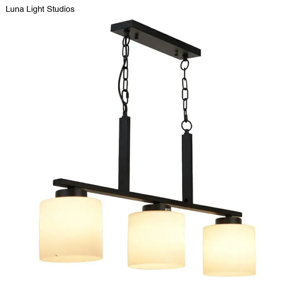 Minimalist Opal Frosted Glass Island Lighting Fixture - 3 Heads Hanging Pendant Light