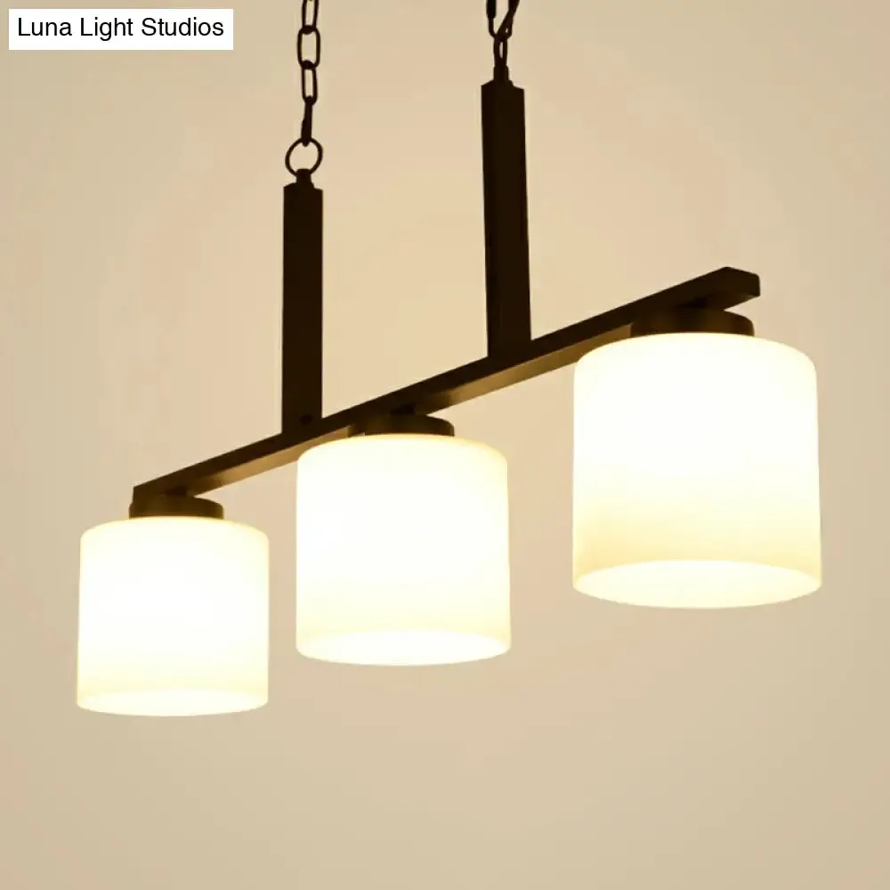 Minimalist Opal Frosted Glass Island Lighting Fixture - 3 Heads Hanging Pendant Light