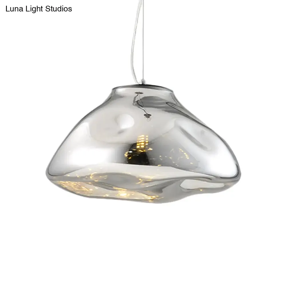 Modern Glass Pendant Light - Irregular Melt Design - Silver/Red/Blue - Living Room Ceiling Light - 8"/12" Wide