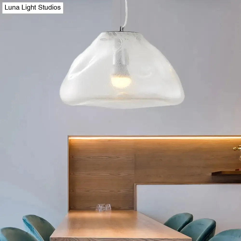 Modern Glass Pendant Light - Irregular Melt Design - Silver/Red/Blue - Living Room Ceiling Light - 8"/12" Wide