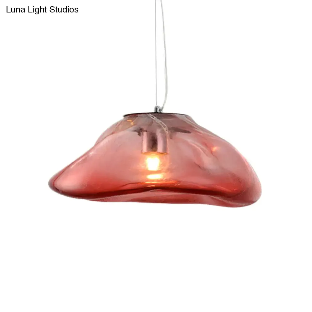 Modern Glass Pendant Light - Irregular Melt Design - Silver/Red/Blue - Living Room Ceiling Light - 8"/12" Wide