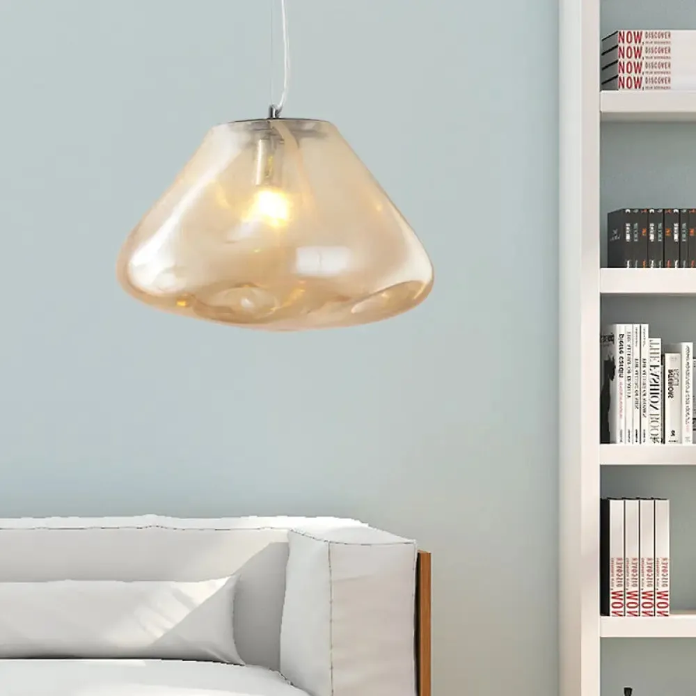 Modern Glass Pendant Light - Irregular Melt Design - Silver/Red/Blue - Living Room Ceiling Light - 8"/12" Wide
