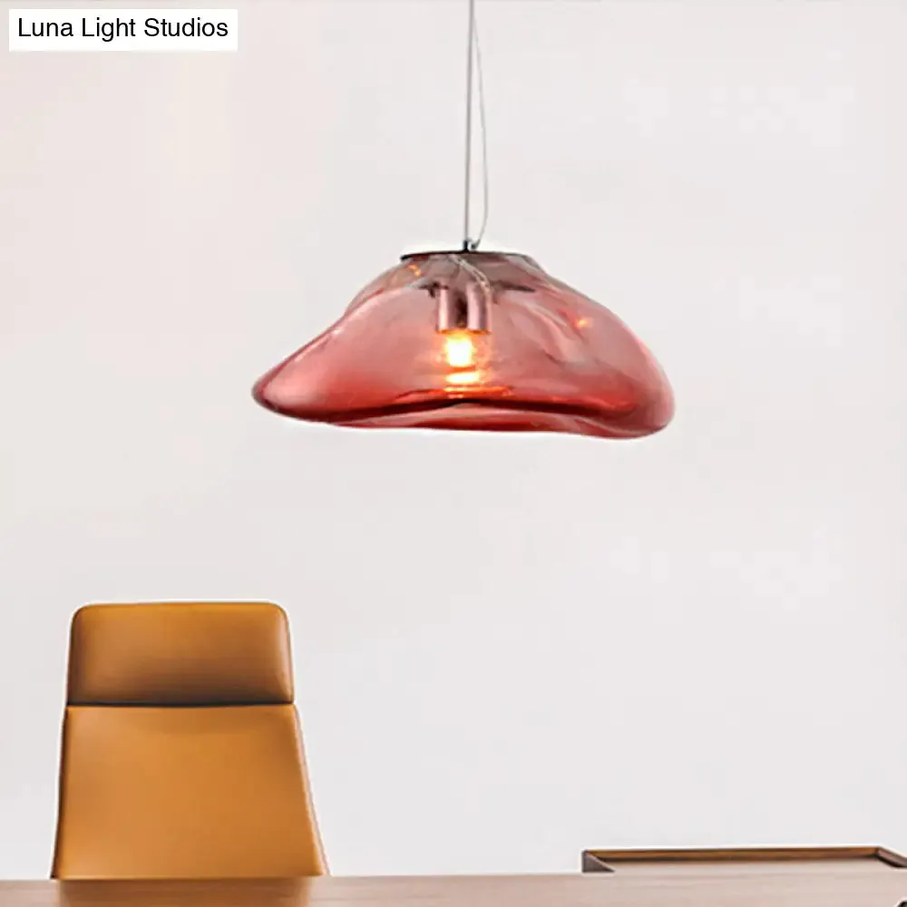 Modern Glass Pendant Light - Irregular Melt Design - Silver/Red/Blue - Living Room Ceiling Light - 8"/12" Wide