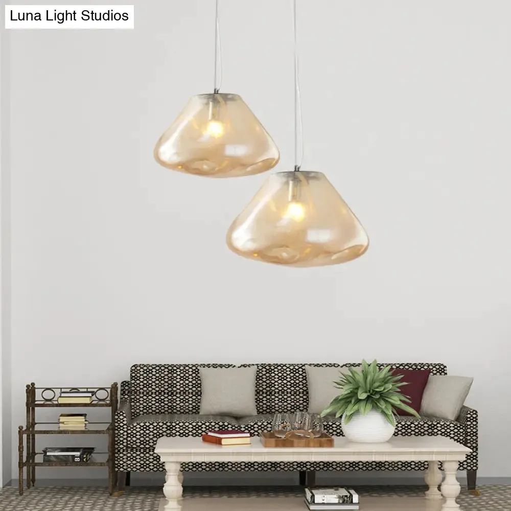 Modern Glass Pendant Light - Irregular Melt Design - Silver/Red/Blue - Living Room Ceiling Light - 8"/12" Wide