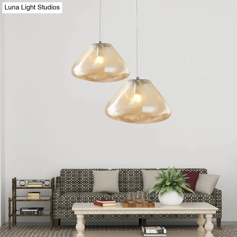 Modern Glass Pendant Light - Irregular Melt Design - Silver/Red/Blue - Living Room Ceiling Light - 8"/12" Wide