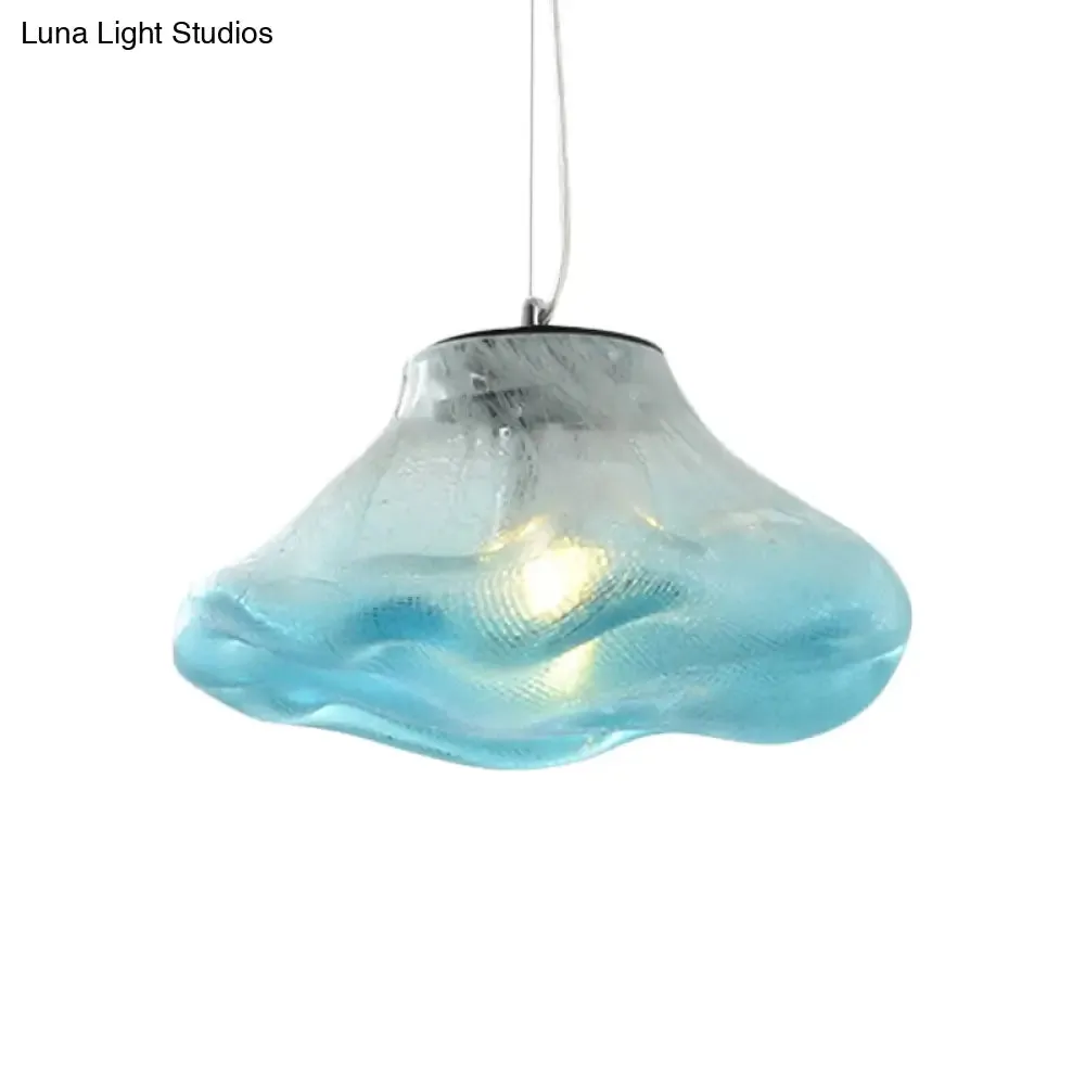 Modern Glass Pendant Light - Irregular Melt Design - Silver/Red/Blue - Living Room Ceiling Light - 8"/12" Wide