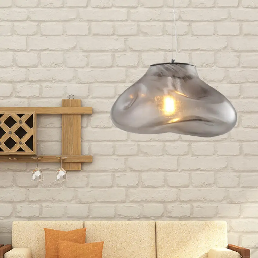 Modern Glass Pendant Light - Irregular Melt Design - Silver/Red/Blue - Living Room Ceiling Light - 8"/12" Wide