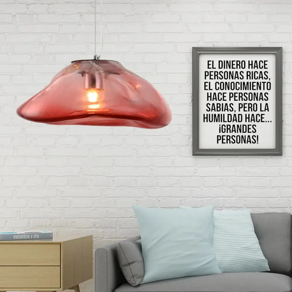 Modern Glass Pendant Light - Irregular Melt Design - Silver/Red/Blue - Living Room Ceiling Light - 8"/12" Wide