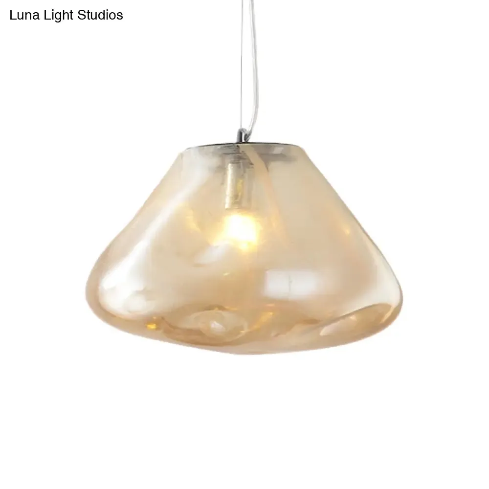 Modern Glass Pendant Light - Irregular Melt Design - Silver/Red/Blue - Living Room Ceiling Light - 8"/12" Wide