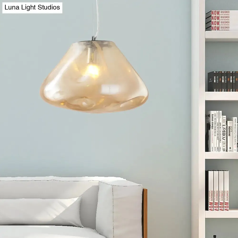 Modern Glass Pendant Light - Irregular Melt Design - Silver/Red/Blue - Living Room Ceiling Light - 8"/12" Wide