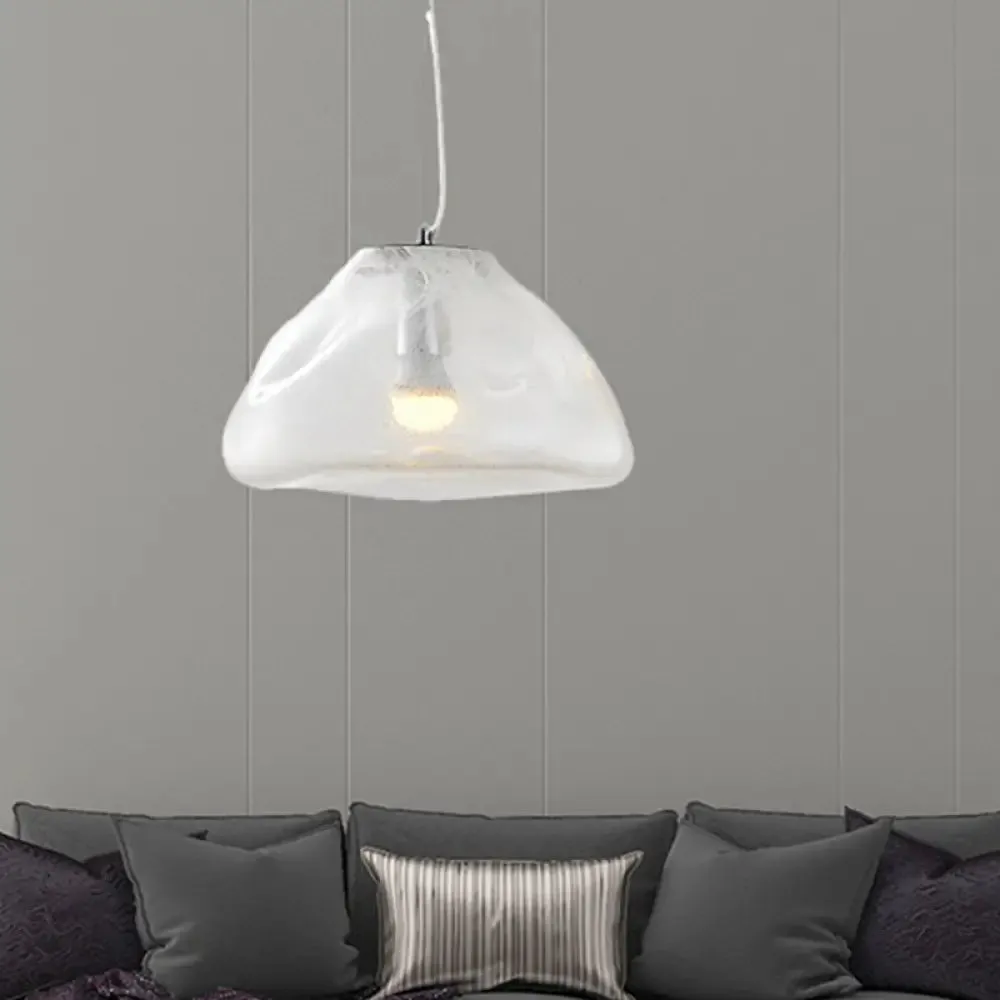Modern Glass Pendant Light - Irregular Melt Design - Silver/Red/Blue - Living Room Ceiling Light - 8"/12" Wide
