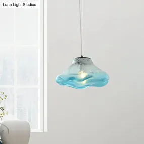 Modern Glass Pendant Light - Irregular Melt Design - Silver/Red/Blue - Living Room Ceiling Light - 8"/12" Wide