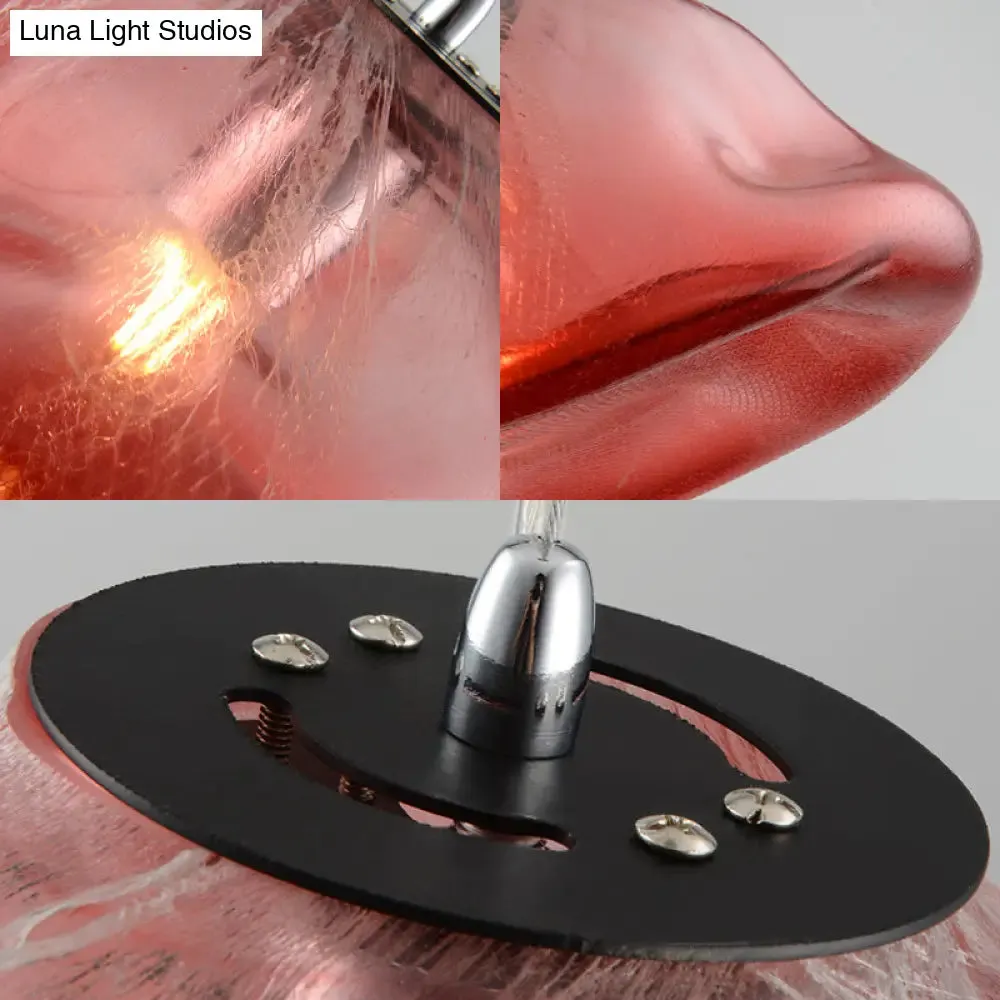 Modern Glass Pendant Light - Irregular Melt Design - Silver/Red/Blue - Living Room Ceiling Light - 8"/12" Wide