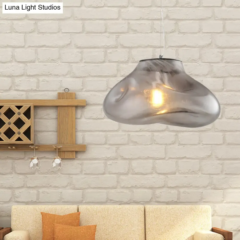 Modern Glass Pendant Light - Irregular Melt Design - Silver/Red/Blue - Living Room Ceiling Light - 8"/12" Wide