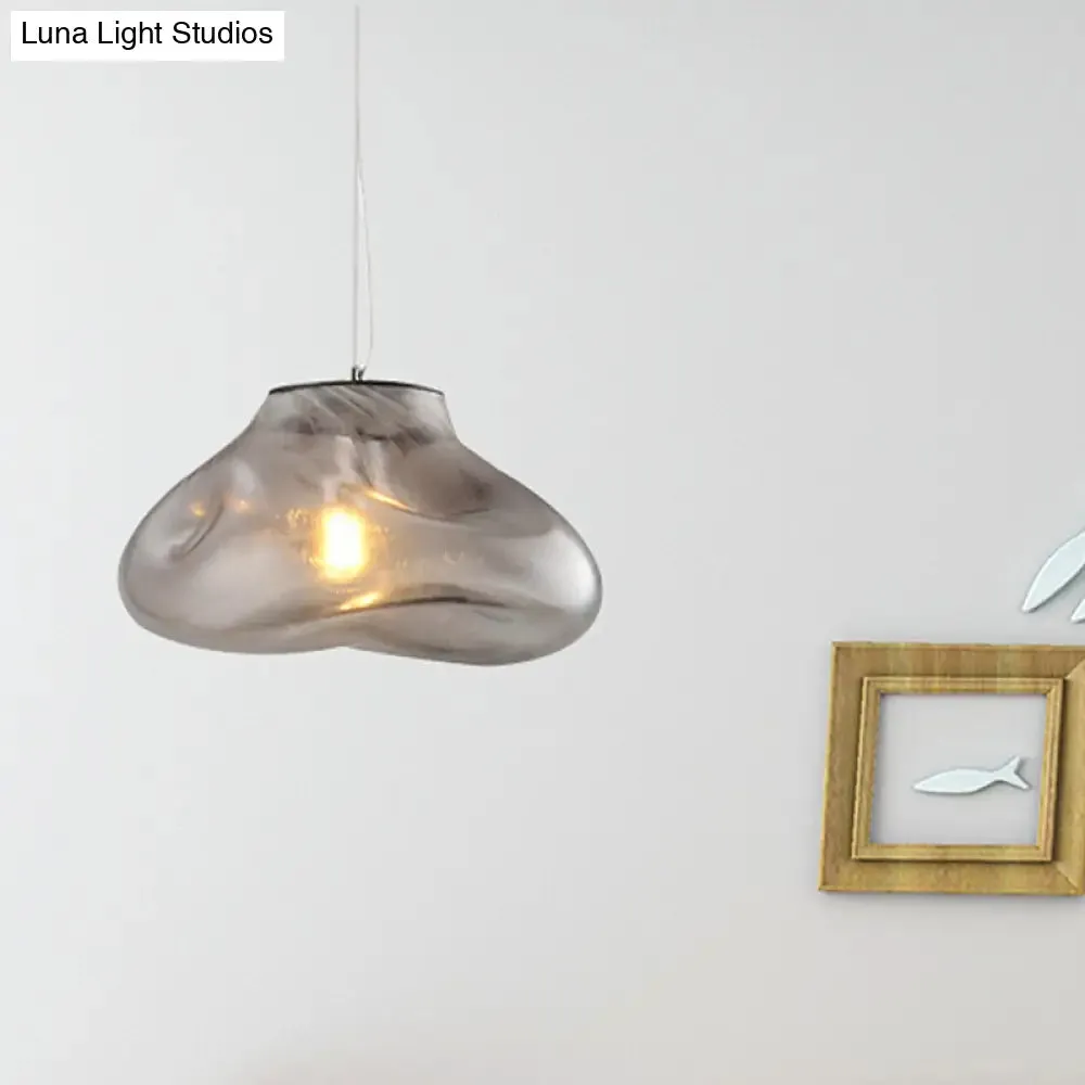 Modern Glass Pendant Light - Irregular Melt Design - Silver/Red/Blue - Living Room Ceiling Light - 8"/12" Wide