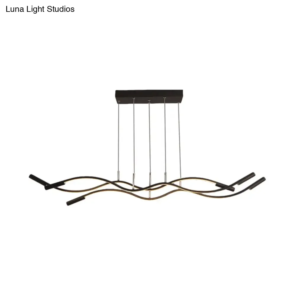 Modern White/Black Linear Chandelier with 3 Lights, Acrylic LED Ceiling Lamp in White/Warm Light
