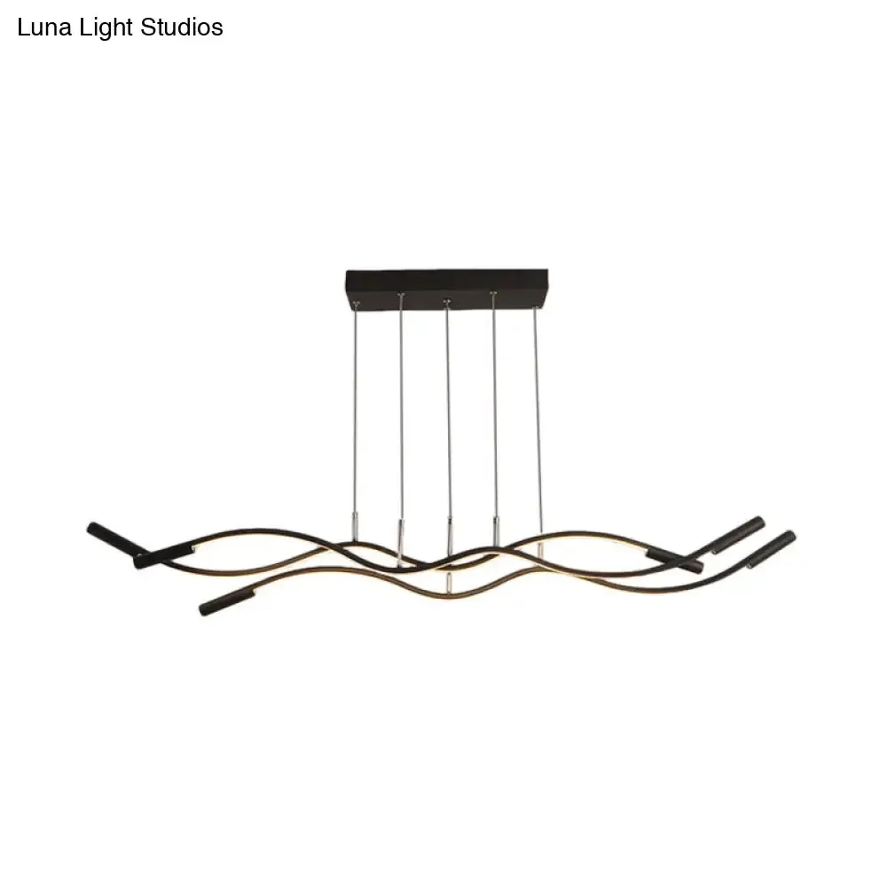 Modern White/Black Linear Chandelier with 3 Lights, Acrylic LED Ceiling Lamp in White/Warm Light