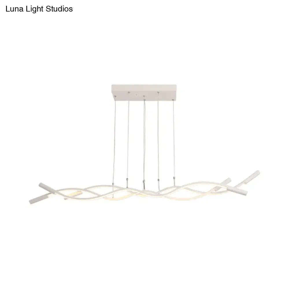 Modern White/Black Linear Chandelier with 3 Lights, Acrylic LED Ceiling Lamp in White/Warm Light