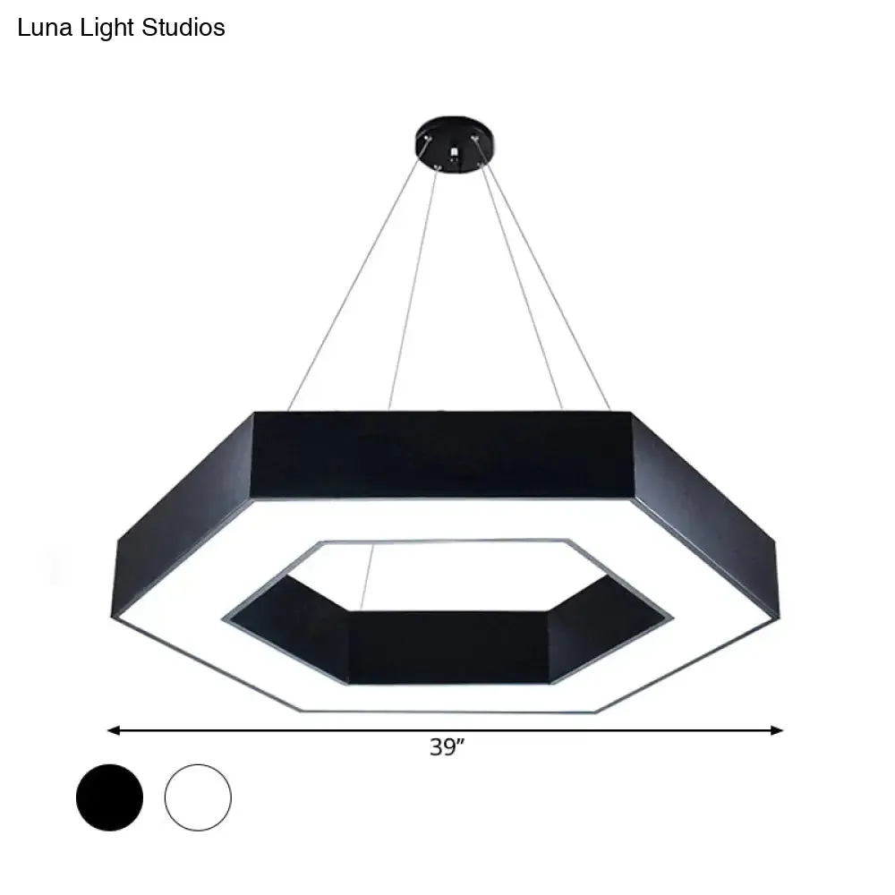 ModernAcrylic Hexagonal Hanging Pendant  in Black/White for Office