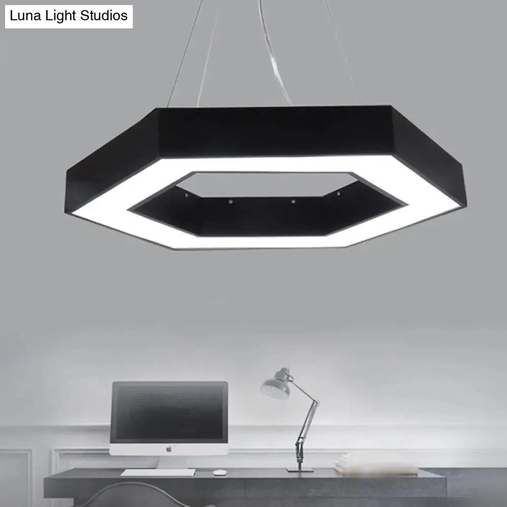 ModernAcrylic Hexagonal Hanging Pendant  in Black/White for Office