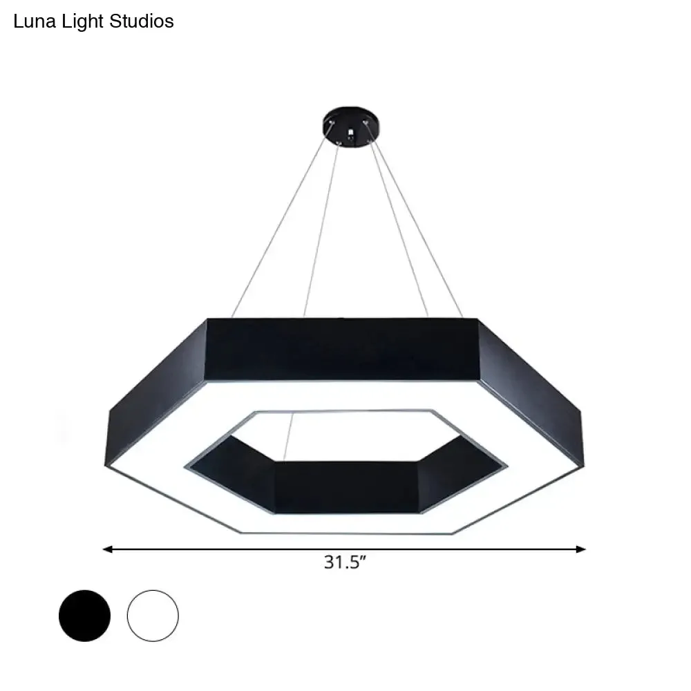 ModernAcrylic Hexagonal Hanging Pendant  in Black/White for Office