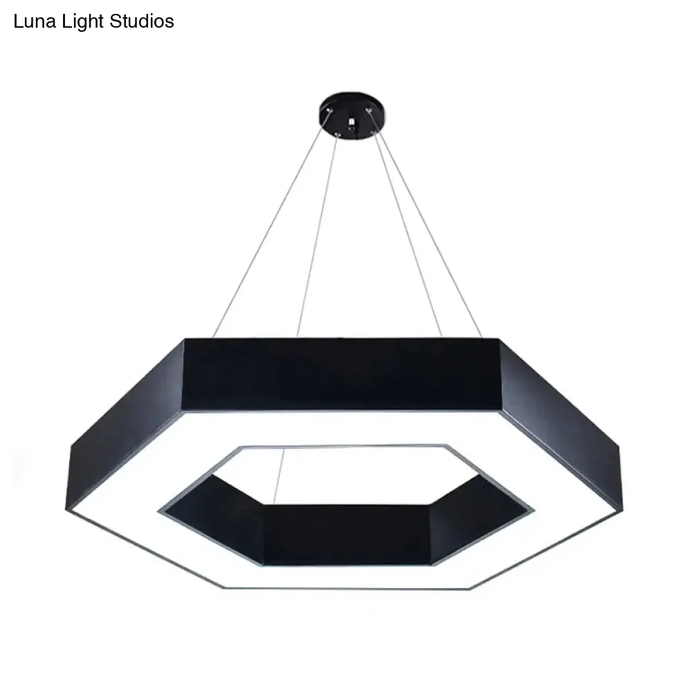 ModernAcrylic Hexagonal Hanging Pendant  in Black/White for Office