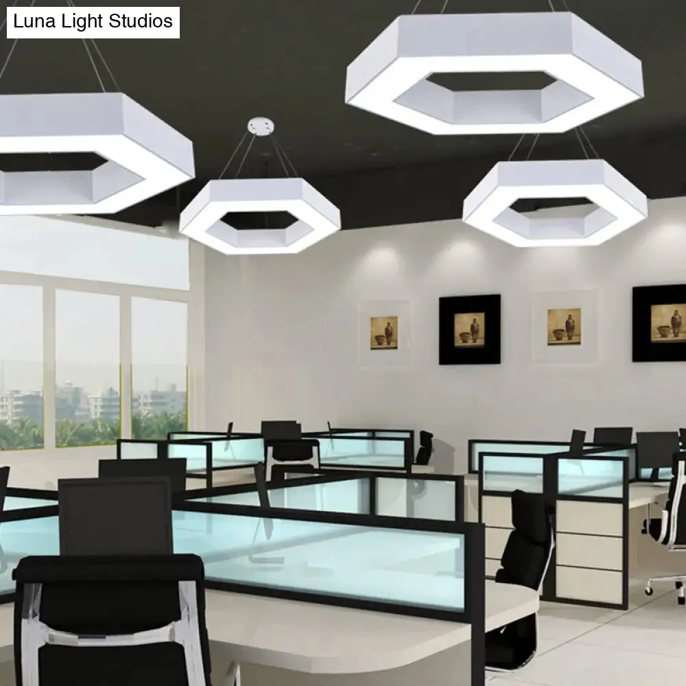 ModernAcrylic Hexagonal Hanging Pendant  in Black/White for Office