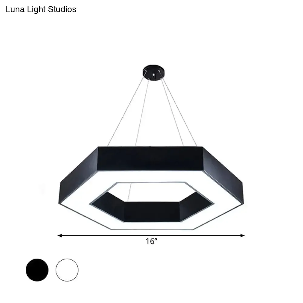 ModernAcrylic Hexagonal Hanging Pendant  in Black/White for Office