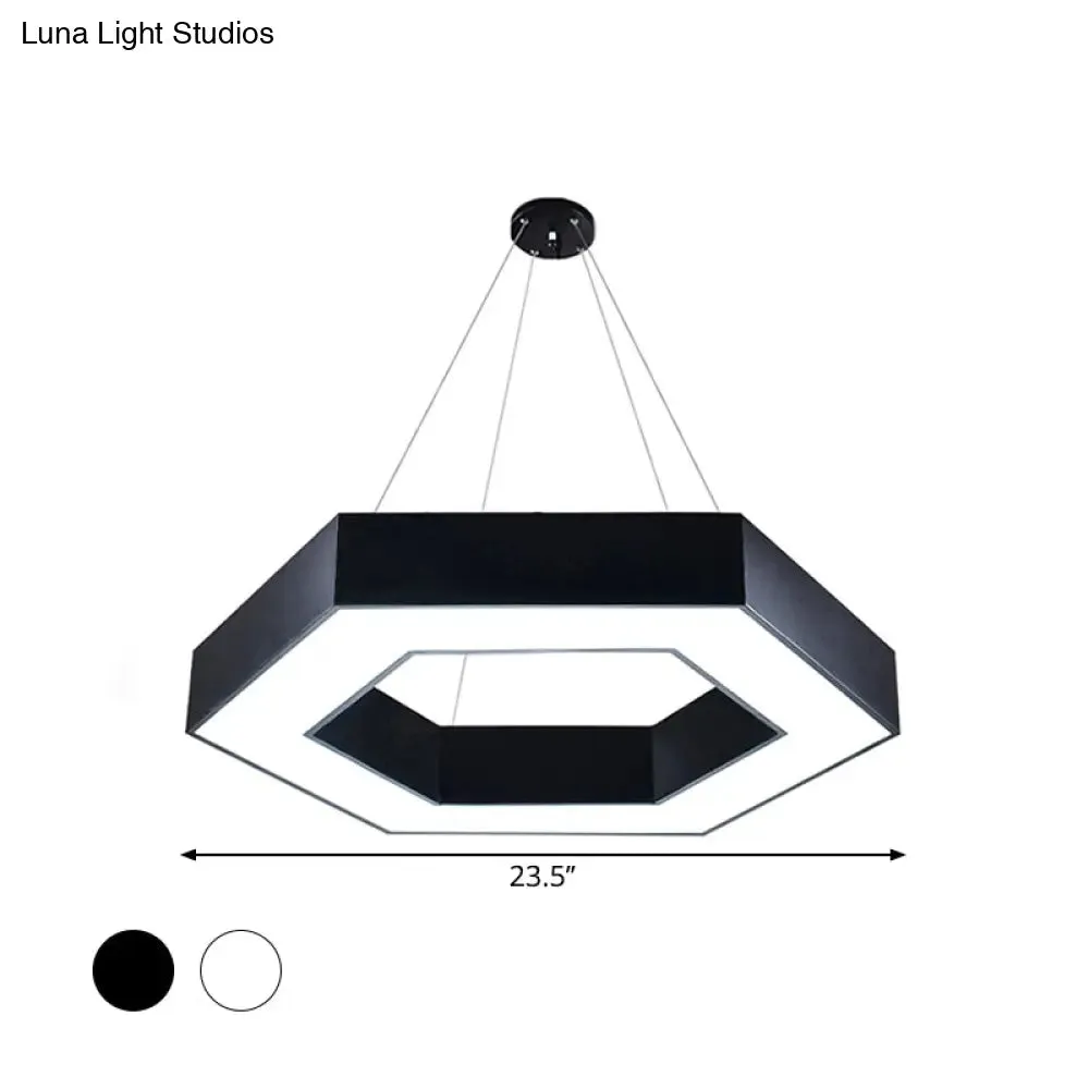 ModernAcrylic Hexagonal Hanging Pendant  in Black/White for Office