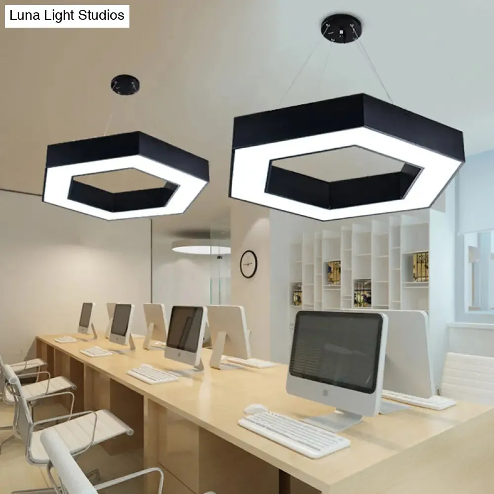 ModernAcrylic Hexagonal Hanging Pendant  in Black/White for Office