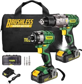 MTD680B Cordless Drill, Popman Brushless Drill Kit, Max. Torque 220 Nm, 3 Speeds, 2 Batteries 2.0 Ah, Quick Charger, 35 Accessories - MTD680B